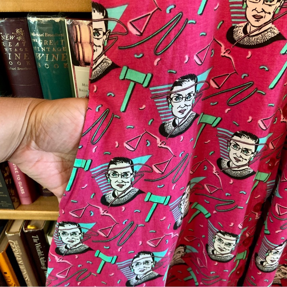 Svaha Pink Magenta Ruth Bader Ginsburg RBG Sally Button Shirt Dress POCKETS M - Picture 5 of 12